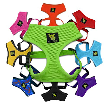 EcoBark Dog Harness - Eco-Friendly Max Comfort Harnesses - Luxurious Soft Mesh Halter - Over the Head Harness Vest- No Pull and No Choke for Puppy, Toy Breeds & Small Dogs (Medium, Green) - color: Green