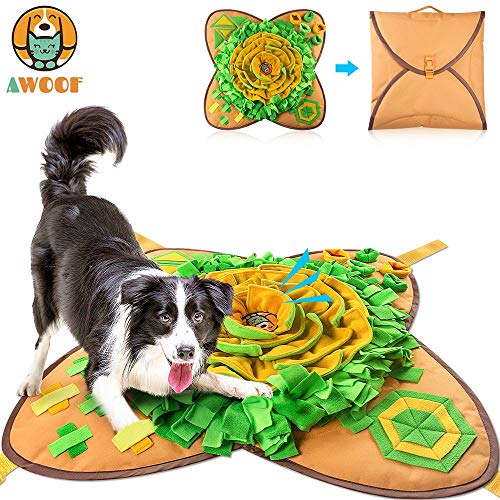 AWOOF Snuffle Mat Pet Dog Feeding Mat, 28''x28'' Interactive Dog Puzzle Toys Encourages Natural Foraging Skills