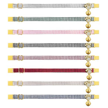 Personalized Breakaway Cat Collars - Magnetic Buckle, Bell - Safety Quick Release, Customized for Girls & Boys Cats- (Houndstooth-Black) - color: Houndstooth-Black
