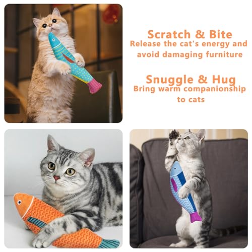 Soft Catnip Toys Fish, 3 Pack Bell Sound Cat Toys, Interesting Indoor Cat Kicker Toys, Durable and Highly Interactive Catnip Toys (Kingfish) - color: Kingfish