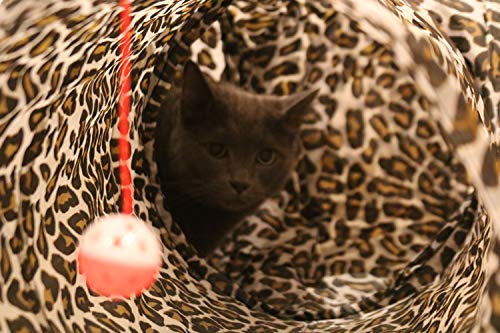 Feline Ruff 3 Way Cat Tunnel. Extra Large 12 Inch Diameter and Extra Long. A Big Collapsible Play Toy. Wide Pet Tunnel Tube for Rabbits, Kittens, Large Cats, and Dogs (Animal Print) - color: Animal Print