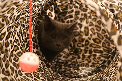 Feline Ruff 3 Way Cat Tunnel. Extra Large 12 Inch Diameter and Extra Long. A Big Collapsible Play Toy. Wide Pet Tunnel Tube for Rabbits, Kittens, Large Cats, and Dogs (Animal Print) - color: Animal Print