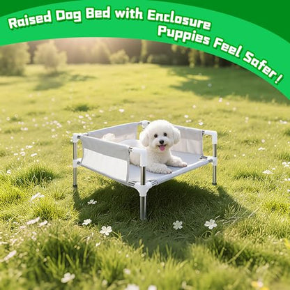 Makerfire Elevated Dog Bed, Raised Dog Sofa Bed for Small Dogs, Detachable Cooling Indoor/Outdoor Pet Cot with Non-Slip Feet, Polyester Cotton (19.5 “L x 19.5 ”W x 11.6 "H) - color: Grey-S (19.5'' L x 19.5'' W x 11.6" H)
