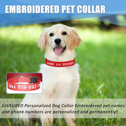 Personalized Dog Collar, Custom Embroidered Pet Name and Phone Number, Adjustable 5 Sizes XS Small Medium Large XL, Quick Release Snap Buckle Dog Collar,Pink - color: Pink