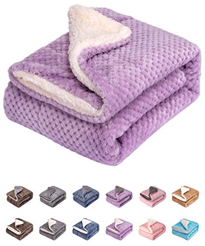 Fuzzy Dog Blanket or Cat Blanket or Pet Blanket, Warm and Soft, Plush Fleece Receiving Blankets for Dog Bed and Cat Bed, Couch, Sofa, Travel and Outdoor, Camping (Blanket (24" x 32"), DW-Lavender) - color: Dw-lavender, size: Blanket (24" x 32")