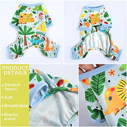 Dog Pajamas for Small Dogs, Soft Thin Pjs Jammies Cat Doggie, Summer Pet Cute Puppy Clothes Outfits Dogs Boy Girl(Dinosaur,XS) - color: Dinosaur, size: X-Small (Chest 11.8 in)