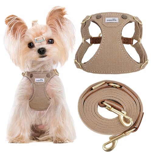 No Pull Dog Harness with Multifunction Dog Leash,Soft Adjustable No Choke Escape Proof Pet Harness Vest for Medium Dogs,Denim Mocha Brown,M - color: Pocket-Brown, size: M