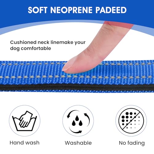 Reflective Dog Collar Padded with Soft Neoprene Breathable Quick Release Basic Dog Collars for Medium Large Dogs Blue Boy Girl - color: Blue, size: L:width 1"neck 17.5-27"