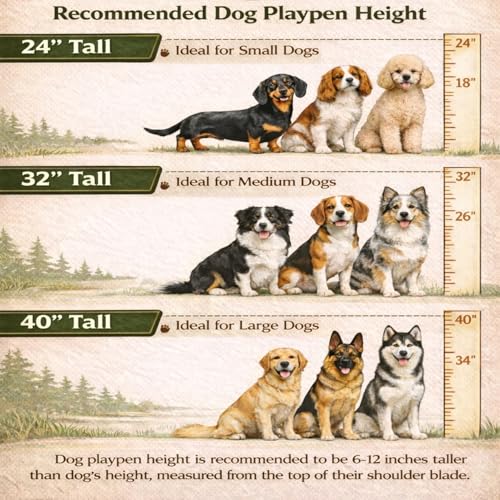 Dog Play Pen for Indoor Use - 24'', 8 Panels for Small and Puppy Size Dogs - Portable Grey PlayPen Kennel for House or Garage - Metal Heavy Duty Pet Fence with Anti-Slip Feet - size: 24 Inches