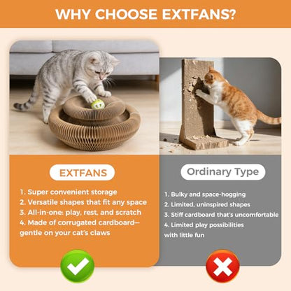 2-Pack Magic Organ Cat Scratcher, Cardboard Kitty Cat Toy with Interactive Ball Track, Foldable Cat Toy Cardboard Ring for Indoor Multi-Cat Homes, Fun Intelligence Exercise & Furniture Protection