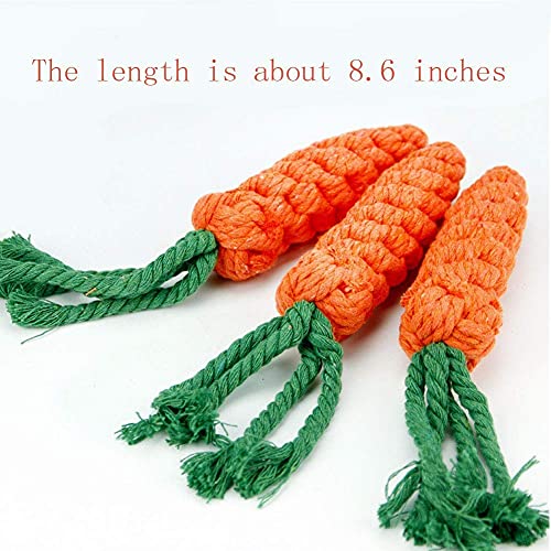 Dog Toys 3 PCS Puppy Teething Chew Toys,Dog Rope Toys,Cat Chew Toys,Safe Braided Rabbit Toys Healthy Gift - color: orange
