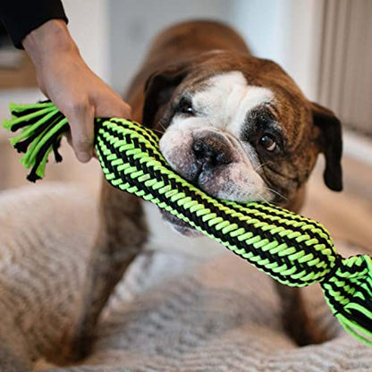 Jolly Pet Knot-N-Chew Tube Squeaker Green/Black Small/Medium - color: Tube Squeaker, size: Small/Medium
