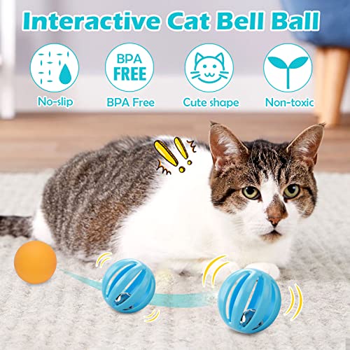 UPSKY Cat Toy Roller 4-Level Turntable Cat Toy Balls with Three Colorful Balls and Bell Ball X Turntable Interactive Kitten Fun Mental Physical Exercise Puzzle Toys - color: C-Gradient Blue
