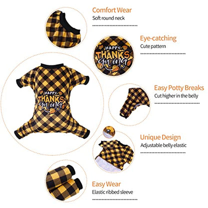 CuteBone Thanksgiving Dog Pajamas Costumes Pet Clothes Cat Apparel Shirt Winter Holiday Cute Pjs Outfits for Doggie Onesies P261M - color: Happy Thanksgiving, size: Medium