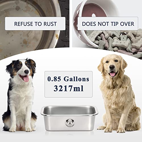 Stainless Steel Dog Bowls for Large Dogs, 0.85 Gallons High Capacity Metal Food Dog Bowls Extra Large Water Bowl for Dogs - color: Stainless Steel-0.85 gallons