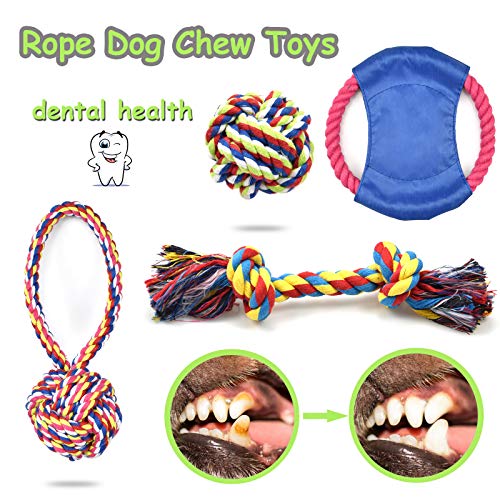 LECHONG Rope Dog Toys for Aggressive Chewers Large Breed Medium Breed, Small Dog Puppy Teething Chew Toys Heavy Duty Dental Dog Rope Toys Prevents Boredom and Relieves Stress - size: 8pack