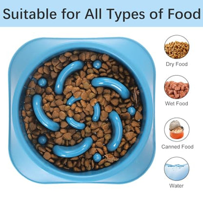 MateeyLife Slow Feeder Dog Bowls, Anti-Choking Puzzle Dog Food Bowls, Anti-Slip Interactive Feeding Slow Down Eating, Bloat Stop Maze Dishes for Medium Large Breeds DarkBlue - color: G-DarkBlue, size: Medium