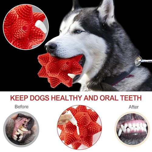 LiuMelinda Dog Chew Toys for Aggressive-Chewers - Indestructible Dog Toy for Aggressive Chewer，Tough Chew Toys for Dogs （Rubber Stacked Star Ball） - color: 19-Red-Stacked Star Ball