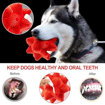 LiuMelinda Dog Chew Toys for Aggressive-Chewers - Indestructible Dog Toy for Aggressive Chewer，Tough Chew Toys for Dogs （Rubber Stacked Star Ball） - color: 19-Red-Stacked Star Ball