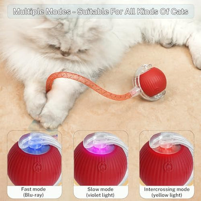 New Upgraded Cat Ball Toy - Speedy Tail 2.0 Cat Toy, Interactive Cat Toy Ball, Stimulating Toys and Juguetes para Gatos, Cat Toys for Bored Indoor（Sound Switchable） (Blue) - color: A-Blue