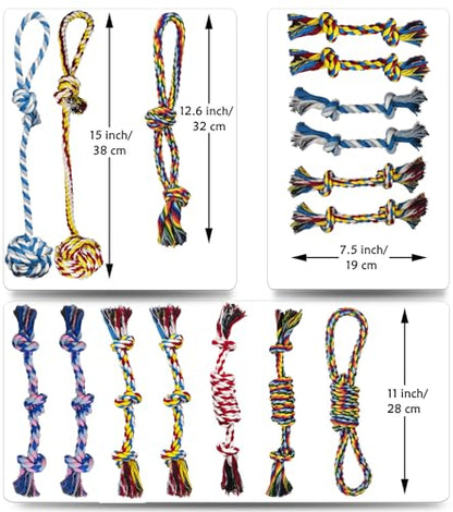 16 Pcs Small Dog Rope Toys, Puppy Tug of War Toy Set for Small Breeds 0-15 Lbs, Cotton Dog Tug Toys for Boredom, Teething & Interaction