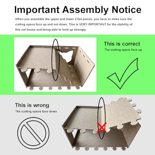 Cat House Cat Ear Design, Large Spacious Cozy Indoor Cat Bed Cave, Scratch Resistant Strong Thick Premium Felt Condo, Fun Hideaway for Multiple Cats, Up to 35LB, 21.5x13x11.6 inches (Beige)