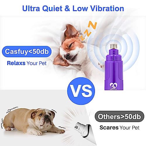 Casfuy Dog Nail Grinder with LED Light - Upgraded 2-Speed Electric Pet Nail Trimmer Powerful Painless Paws Grooming & Smoothing for Small Medium Large Dogs & Cats (Purple) - color: Purple