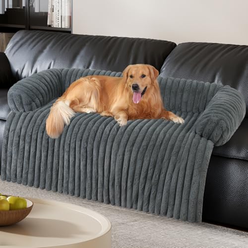 Wn's Day Luxurious Dog Couch Bed, Washable Calming Dog Couch Cover, Removable Couch Protector for Dogs, Waterproof Sofa Bed, Pet Bed Mats for Couch, Pet Couch Covers for Sofa(Grey, XXL) - color: Grey, size: XX-Large(51.1*41.3*6 In)