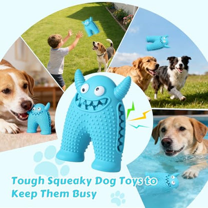 Dog Chew Toys Floating Squeaky Toy for Puppy Toothbrush Teething Cleaning Toys Outdoor Swimming Interactive Tough Toys for Small and Medium Dogs - color: Monster-blue