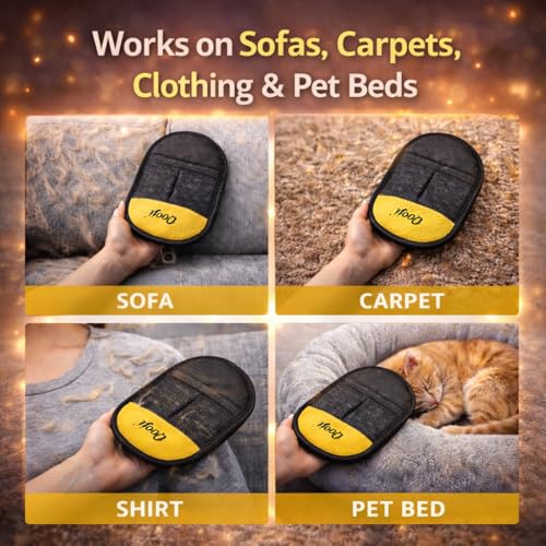 Pro Pet Hair Remover Glove–Reusable Electrostatic Fur Cleaning Mitt for Dogs & Cats, Removes Hair from Furniture, Sofa, Carpet & Car, Grooming & Deshedding Tool (PinkYellow) - color: Pinkyellow