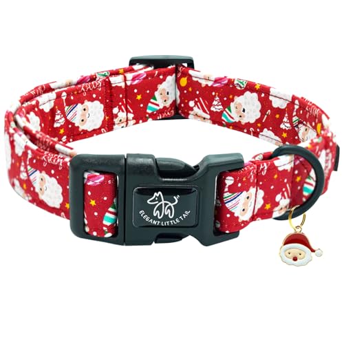 Elegant littlle Tail Christmas Dog Collar, Red Pet Collars Soft Cotton Winter Dog Collar with Quick Release Buckle Pet Puppy Collars for Small Medium Large Dogs - color: Christmas-Santa Claus, size: X-Small (Pack of 1)