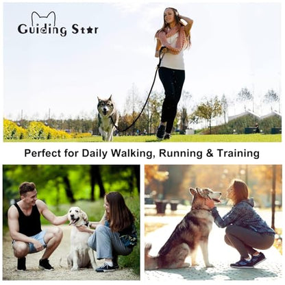 Guiding Star Double Handle Leather Dog Leash 6ft, Heavy Duty Braided Dog Leash with Traffic Handle for Small Medium & Large Dogs (Black, 6ft x 5/8 inch) - color: Black