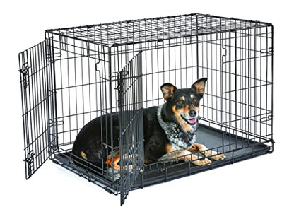 Midwest Homes for Pets 36-Inch New World Crate for Medium-Large Breeds, 41-70 lbs, Double Door Folding Dog Crate, Leak-Proof Tray & Secure Latches, Portable, Durable & Easy to Assemble - size: 36.0"L x 23.0"W x 25.0"H