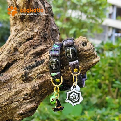 2 Pack Breakaway cat Collars with Bell,Safety Quick Release Pendant Cute Kitten Collar,Adjustable 20-30cm (Halloween3, 20-30cm) - color: Halloween3