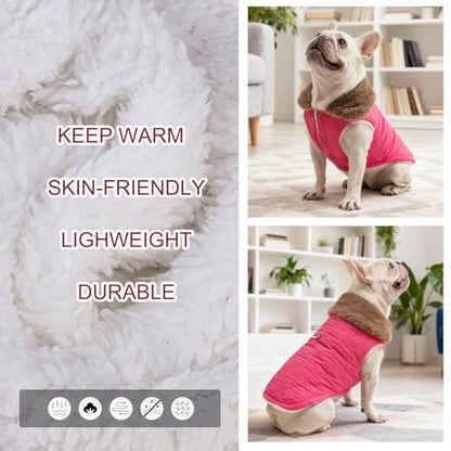 BEAUTYZOO Winter Dog Vest Coat with Harness Built in, Warm Puppy Jacket for Small Medium Dogs, Lightweight Cold Weather Small Dog Coat, Fleece Puffer Vest Windproof Snowproof Pet Clothes, Rose Pink - color: Rose Pink, size: M (Back: 15",Chest: 21")