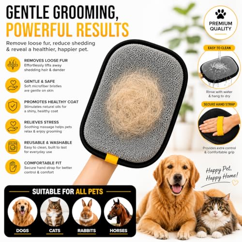 Pet Hair Remover Glove for Dogs & Cats – Reusable Double-Sided Fur Cleaning Mitt for Couch, Carpet, Furniture & Clothes – Easy Lint & Hair Removal Tool