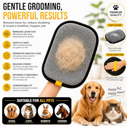 Pet Hair Remover Glove for Dogs & Cats – Reusable Double-Sided Fur Cleaning Mitt for Couch, Carpet, Furniture & Clothes – Easy Lint & Hair Removal Tool