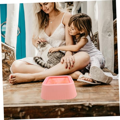 Toddmomy Innovative Cat and Dog Water Bowl No Spill Floating Design Abs Material for Cats Small Dogs Puppies - color: Pink