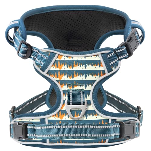 Dog Harness, 3 Snap Buckles No-Pull Soft Padded Dog Vest with 2 Metal Leash Clips, Adjustable Reflective No Choke Pet Harness with Easy Control Handle for Small Dogs, Sunset Valley, S - color: Normal-Sunset Valley, size: Small (Pack of 1)