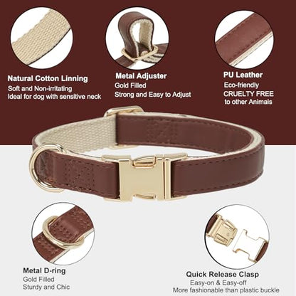 Soft Classic Leather Dog Collar Heavy Duty Padded Collars with Metal Buckle for Puppy Small Medium Dogs (Brown,M) - color: Brown, size: Medium