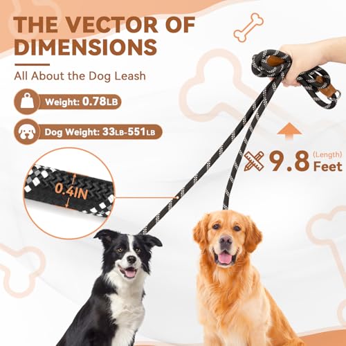 Hands Free Dog Leash, Heavy Duty Waist Leash for Dog Walking Running, Durable 9.8FT Multi-Function Dog Lead No Pull for Medium Large Dogs, Professional Tangle Free Reflective Control Lead - color: Reflective-Black