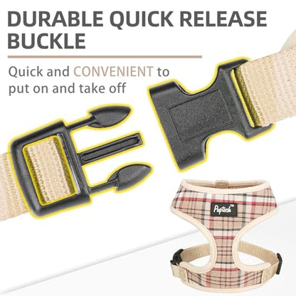 PUPTECK Soft Mesh Dog Harness and Leash Set Pet Puppy Cat Comfort Padded Vest No Pull Harnesses, Khaki, XS - color: Khaki, size: XS (NECK: 10", CHEST: 10"-14")