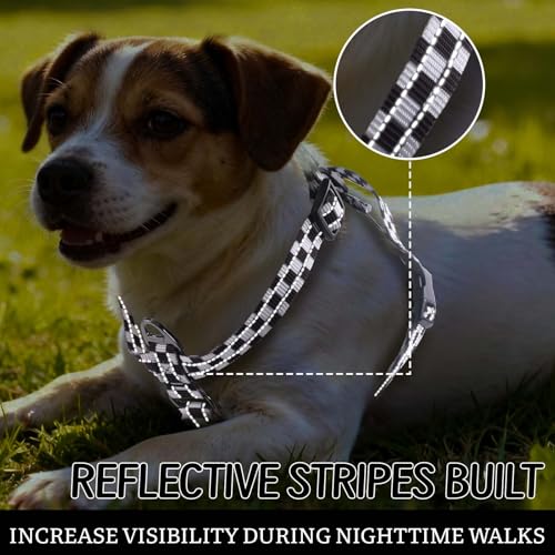 Roses&Poetry Dog Harness Small Sized Dog, 6 Point Adjustable Fit No Pull Harness with Handle for Control and Easy Walking, Reflective Pet Halter Harnesses（Blackwhite-S） - color: Checkered（Harness Only Without Leash）, size: S