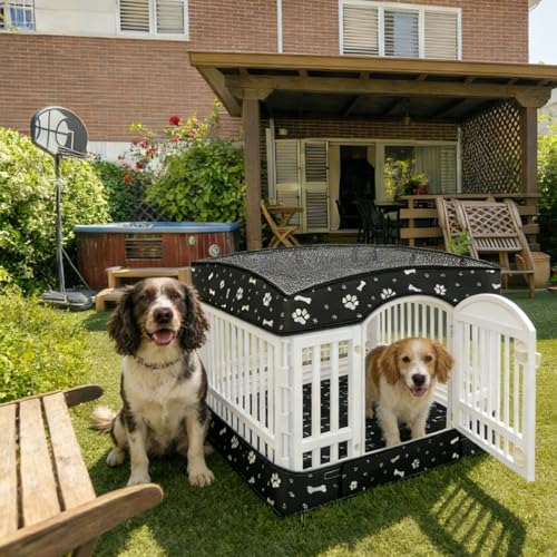 Dog Playpens Cover and Bottom Mat Set,Playpen Not Included, Non-Slip Dog Crate Covers 36 Inch, Dog Playpen Bottom Pad, Washable Reusable Puppy Playpen Pad for Pet PlayPen, Dog Kennel Covers 36 Inch