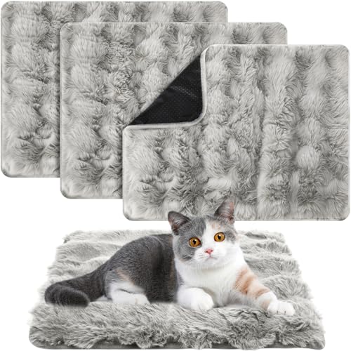 3 Pack Gray Self Warming Cat Bed Indoor 16''x24'' Self Heating Cat Mat Ultra Soft Thermal Kitten Bed Heated Pet Dog Pad Washable Removable for Outdoor Use Non Slip Reflect Body Heat - color: Gray, size: 16''x24''