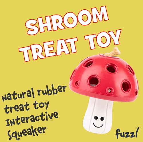 Fuzzl Eco Rubber Magic Shroom Puzzle Enrichment Toy - Red - Long Lasting Dog Treat Toys for Aggressive Chewers Strong Dog Toy for Dogs Durable Puppy Toys - style: Mushroom Red