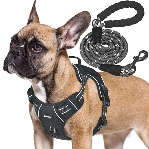 Beebiepet Heavy Duty Tactical Dog Harness for Small Dogs, No Pull Adjustable Pet Harness Reflective Service Training Easy Control Pet Vest Military K9 Working Dog Harnesses- Small, Black - color: Black, size: Small