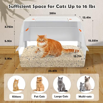 Vivifying Stainless Steel Litter Box with Lid, XL Side Entry Extra Large Litter Box for Big Cats & Kitty, Removable Enclosed Metal Cat Pan with High Sided Enclosure, Scoop, Mat, Footboard (Beige) - color: Beige