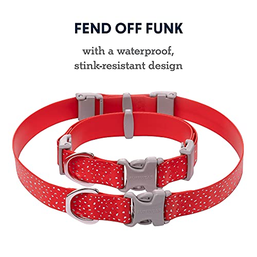 Ruffwear, Confluence Dog Collar, Waterproof Heavy Duty Quick Release Buckle, Odor-Resistant Easy Clean Adjustable TPU Webbing with & Silent ID Attachment, Red Sumac, 14"-20" - color: Red Sumac, size: 14"-20"