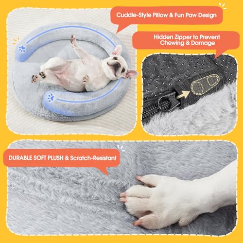 BurgeonNest Orthopedic Dog Bed for Large Dogs, Waterproof Soft Medium Pet Couch Bolster Bed with Pillow, Removable Washable Cover, Non-Slip Bottom, Egg-Crate Foam, Grey - size: 35.0"L x 25.0"W x 6.5"TH